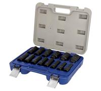 Juego de 14 vasos hexagonales de impacto de 1/2", en caja de plástico