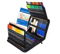 Juego de 146 lápices de colores para dibujar y dibujar, suministros de arte que incluyen lápices de grafito de acuarela metálica de color carbón, kit de dibujo profesional y cuaderno de bocetos para