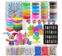 Juego de 149 unidades de slime de payaso para niños, juego de slime para hacer uno mismo, kit de slime con arcilla transparente, arcilla para modelar, espuma de modelado, regalos de fiesta de Pascua