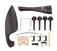 Juego de 15 Accesorios para Violín de Ébano con Ojo de París, Kit Profesional con Mentonera, Clavijas, Cordal, Puente, Alma, Tiracuerdas y Botón de Ébano(15pcs-Black Gold fine-tuning)