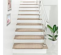 Juego de 15 Alfombrillas de Escalera Set de Alfombrillas para Peldaños Autoadhesiva Antideslizante Amortigua Sonidos Protección Polipropileno 65 x 24 cm Beige