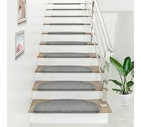 Juego de 15 Alfombrillas de Escalera Set de Alfombrillas para Peldaños Autoadhesiva Antideslizante Amortigua Sonidos Protección Polipropileno 65 x 24 cm Gris Claro
