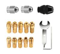 Juego de 15 alicates de sujeción para portabrocas compatibles con Dremel juego de alicates de 1/32" a 1/8" (10) 4486 portabrocas (1) 4485 alicates de sujeción de latón tuerca de metal (2)