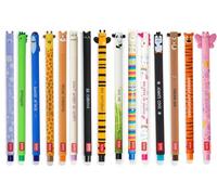 Legami – Juego 15 bolígrafos de gel borrables – punta 0,7 mm – varios colores y motivos de animales