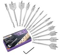 Juego de 15 brocas de pala de acero al carbono resistentes para madera plana, juego de brocas planas para carpintería, brocas planas adecuadas para taladrar agujeros en todo tipo de materiales de