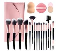 Juego de 15 brochas de maquillaje profesionales para ojos y rostros, brochas de maquillaje con peine de pestañas, juego de brochas de maquillaje suaves, cepillo de sombra de ojos con bolsa de