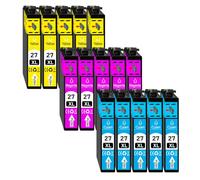 Juego de 15 cartuchos de tinta compatibles con Epson 27XL para impresoras Epson WF-3620 WF-3640 WF-7110 WF-7210 WF-7610 WF-7620 WF-7710 WF-7715 WF-7720