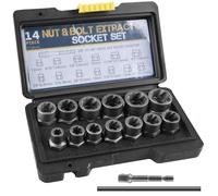 Juego de 15 extractores de tuercas: PRITOK Juego de extractores de tornillos en espiral, extractor de tornillos para quitar tuercas y tornillos dañados, oxidados (6,35-19 mm)