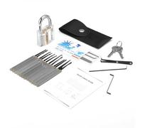 Juego de 15 herramientas de ganzúas de cerradura + candado + herramientas de cerrajería 5 en 1 con combinación de tarjetas con manual de instrucciones (idioma español no garantizado)