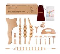 Juego de 15 herramientas de masaje de terapia de madera, kit de maderoterapia, herramientas de terapia para aliviar el dolor muscular corporal, herramientas de esculpir cara y cuerpo, masajeador de