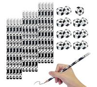 Juego de 15 lápices de fútbol con 15 gomas de borrar de fútbol, regalo de fiesta de fútbol, decoraciones de goma de borrar de fútbol, lápices con gomas de borrar para niños (negro 2b)