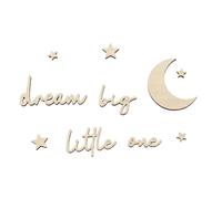 Juego de 15 Letras de Madera Grandes para Pared, Decoración Infantil "Dream Big Little One", Frases de Madera para Dormitorio, Salón y Hogar