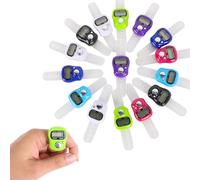 Juego de 15 marcadores de punto Zikirmatic, contador de manos: contador de filas LED, contador electrónico, mini contador de dedos para tejer, deportes, inventario, marketing, golf (7 colores)