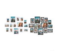 Juego de 15 marcos de fotos para collage para decoración de pared, marcos de tamaños mixtos, a prueba de arañazos, sin ácidos, soporte de mesa para obras de arte de oficina en casa (blanco)