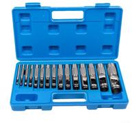Juego de 15 perforadores huecos redondos para manualidades de cuero con caja de metal, tamaños de 3 mm a 25 mm, acabado azul