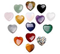 Juego de 15 piedras de cristal, piedra de corazón, piedras preciosas de cristal curativo, piedras de cristal de colores naturales, cristales curativos de corazón para terapia con cristales