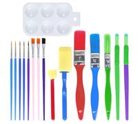 Juego de 15 pinceles de esponja con 1 paleta, pincel de esponja de pintura DIY, juego de pinceles de pintura, accesorios de pintura para niños, utilizado para pintura de acuarela, pintura al óleo,