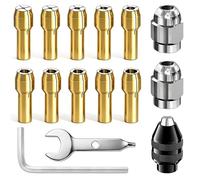 Juego de 15 pinzas de herramientas giratorias, brocas de 0,8 a 3,2 mm sin llave para portabrocas Dremel Multi Chuck compatibles con 3000 4000 7700 8200, para aplicaciones de grabado, molienda y pulido