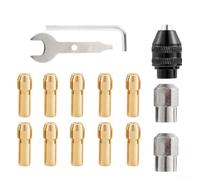 Juego de 15 pinzas para portabrocas de 0,8 a 3,2 mm con tuercas de metal y mangas de latón para herramienta rotativa, amoladora eléctrica, máquina de grabado, kit de lijado de pulido, plata, negro