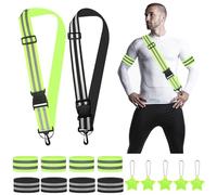 Juego de 15 reflectores de ropa, 2 cinturones reflectantes ajustables, 8 bandas reflectantes, 5 reflectores, correa reflectante, correa reflectante para bicicleta, correr, senderismo, deportes al aire