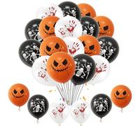 Juego de 150 globos decorativos para Halloween, globos negros, naranjas y blancos, Feliz Halloween, fantasma, globos de látex reutilizables para la decoración de la fiesta de Haloween All Hallows' Day