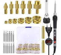 Juego de 151 Puntas de Soldadura con Insertos Roscados, Kit de Soldador EléCtrico con CautíN de 100 W con Temperatura Ajustable 12 Puntas con 130 Insertos Roscados M2/M3/M4/M5/M6/M8 para 3D Printing