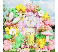 Juego de 158 guirnaldas de arco de globos de hadas del país de las maravillas, decoración de fiesta de primavera, margaritas y hongos, globos de aluminio para flores silvestres, hadas, baby shower