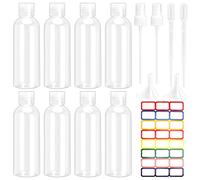 Juego de 15Pcs Botellas Vacías de Plástico Tapa Abatible 100ml Botella Cosmética Transparente con 2 Embudos y Boquillas, Botellas de Viaje Rellenables para Acondicionador, Loción, Champú y Mas
