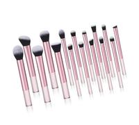 Juego de 16 brochas de maquillaje de mango largo para corrección y sombra de ojos, multifuncionales, brochas cosméticas faciales