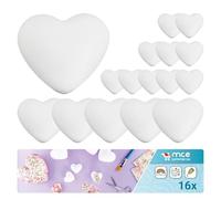 Juego de 16 corazones de poliestireno, 3D para manualidades y pintar, 5 cm, 9 cm, 15 cm, para decoupage, boda, San Valentín