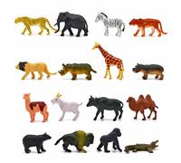 Juego de 16 figuras de animales realistas, figuras detalladas de animales de safari y animales salvajes de PVC para decoración, colección y mundos creativos (animales de la selva tropical)