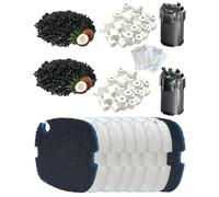 Juego de 16 filtros compatibles con los filtros exteriores Tetra EX 1200/1500 Plus para acuarios, incluye filtro FF FilterFloss Fine Fieltro L, anillos de cerámica y carbón de filtro, para acuarios de