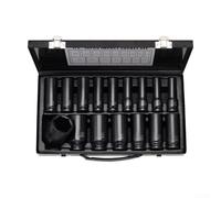 Juego de 16 llaves de vaso de pozo profundo de 1/2 pulgada, acero cromado CR-MO, rango de 10 mm a 36 mm, diseño de 12 puntos para llaves de impacto, colección de enchufes de gran capacidad (diseño