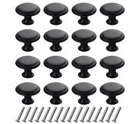 Juego de 16 manijas de gabinete con tornillos, pomos redondos para cajones, manijas de cómoda, manijas de cajón de cocina, manijas de hongo para muebles de cocina (negro)
