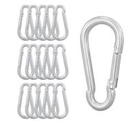 Juego de 16 mosquetones, 6 x 60 mm, mosquetón pequeño, soporta hasta 180 kg, mosquetón para llavero, camping, hamaca, correa para perros, camping, viajes, senderismo