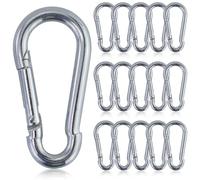 Juego de 16 mosquetones plateados, 6 x 60 mm, pequeños mosquetones, gran capacidad de carga, mosquetón para llavero, camping, hamaca, correa para perros, camping, viajes, senderismo