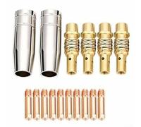 Juego de 16 piezas de consumibles para soplete de soldadura MB15 15AK MIG, incluye puntas de contacto 0, 6, 1, 2 mm de diámetro, boquillas protectoras y soportes de punta (0,8 mm)