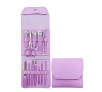 Juego de 16 piezas de cortaúñas, pedicura, manicura, herramientas artísticas, cuchillo para uñas, cortadores de cutículas, tijeras, pinza para uñas, I púrpura