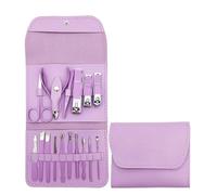 Juego de 16 piezas de cortaúñas, pedicura, manicura, herramientas de arte, cuchillo para uñas, cortadores de cutículas, tijeras, pinza para uñas, B púrpura