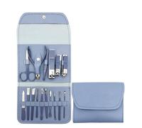 Juego de 16 piezas de cortaúñas, pedicura, manicura, herramientas de arte, cuchillo para uñas, cortadores de cutículas, tijeras, pinza para uñas, B azul
