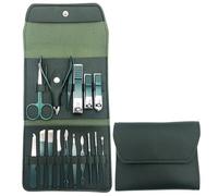 Juego de 16 piezas de cortaúñas, pedicura, manicura, herramientas de arte, cuchillo para uñas, cortadores de cutículas, tijeras, pinza para uñas, D, verde oscuro