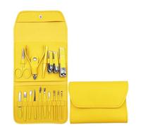 Juego de 16 piezas de cortaúñas, pedicura, manicura, herramientas de arte, cuchillo para uñas, cortadores de cutículas, tijeras, pinza para uñas, B amarillo