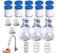 Juego de 16 piezas de filtro de agua, grifo de filtro de cal para agua del grifo transparente, filtro de material transparente para agua potable, para el hogar, baño, cocina, fregadero