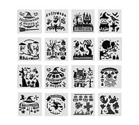 Juego de 16 plantillas de pintura de Halloween, plantillas de dibujo para pintar el hogar, Halloween, fiesta, decoración, plantillas para pintar sobre madera, Halloween