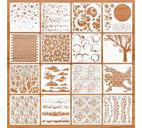 Juego de 16 plantillas de pintura, plantillas reutilizables para pintar paisajes, plantillas de plástico, plantillas de diseño textil, plantillas de pintura para manualidades, álbumes de recortes,