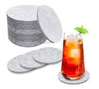 Juego de 16 Posavasos Absorbentes de Fieltro, Resistente al Calor Posavasos Redondos, Antideslizante Coasters para Bebidas frías y Calientes, Posavasos Redondos Lavables Taza, Bar, Café(Gris Claro)