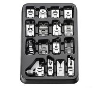 Juego de 16 prensatelas para máquinas de coser de vástago bajo, kit doméstico de metal con pies acolchados con cremallera