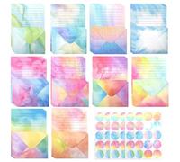 Juego de 160 Piezas Papel de Escribir y Sobres, Set Papeleria sobres Bonitos, 50 A5 Forrados y 50 Sobres y 60 Pegatinas, Carta papel de Escribir para Invitaciones, Papel de Cartas con Forro papelería