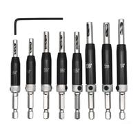 Juego de 17 brocas de bisagra de bloqueo autocentrante de óxido negro con guía de agujero piloto para profesionales y aficionados al bricolaje que trabajan en gabinetes y muebles