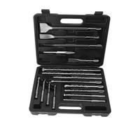 Juego de 17 brocas de martillo rotativo y cincel, con punta de carburo de hormigón albañilería agujero herramienta brocas y cinceles conjunto con estuche de almacenamiento para